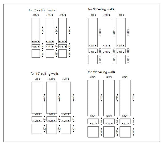 Wall Paneling Kit- Wainscoting- Paintable Wall Trim- Polyurethane Wall Molding- DIY Accent Wall- Tall Ceiling- 3 Slim Panels