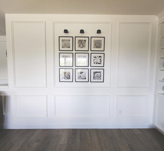 Wall Paneling Kit- Wall Trim- Accent Wall Molding- Paintable Wainscoting- Box Paneling- Bedroom Wall- Nursery Wall- 6 Boxes Narrow and Wide