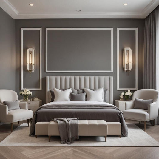 Dark Slate Gray Wall Trim Kit- King Bed- Bedroom Wall- Accent Wall Paneling- Wall Wainscoting- Picture Frame Style Paneling- Parisian Style- Wall Molding