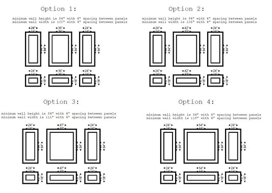 Wall Paneling Kit- Wall Trim- Accent Wall Molding- Paintable Wainscoting- Box Paneling- Double Frame- Bedroom Wall- 6 Panels Narrow and Wide