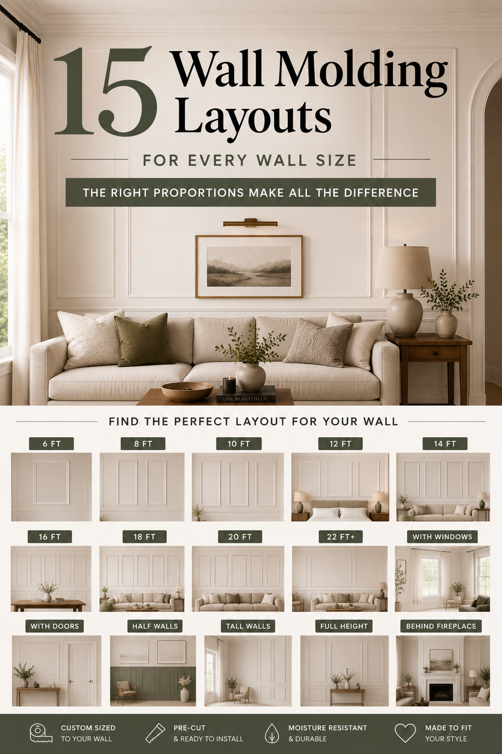 15 Wall Molding Layouts for Every Wall Size