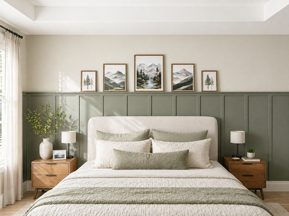Pre-Cut Wall Trim Kit | Board and Batten Half Wall with Mini Shelf | Wainscoting & Farmhouse Wall Paneling