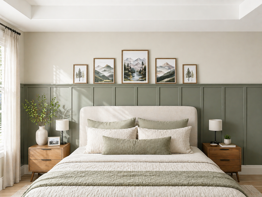 Pre-Cut Wall Trim Kit | Board and Batten Half Wall with Mini Shelf | Wainscoting & Farmhouse Wall Paneling