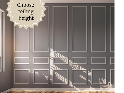 Wall Paneling Kit- Wainscoting- Paintable Wall Trim- Polyurethane Wall Molding- DIY Accent Wall- Tall Ceiling- 3 Skinny Panels