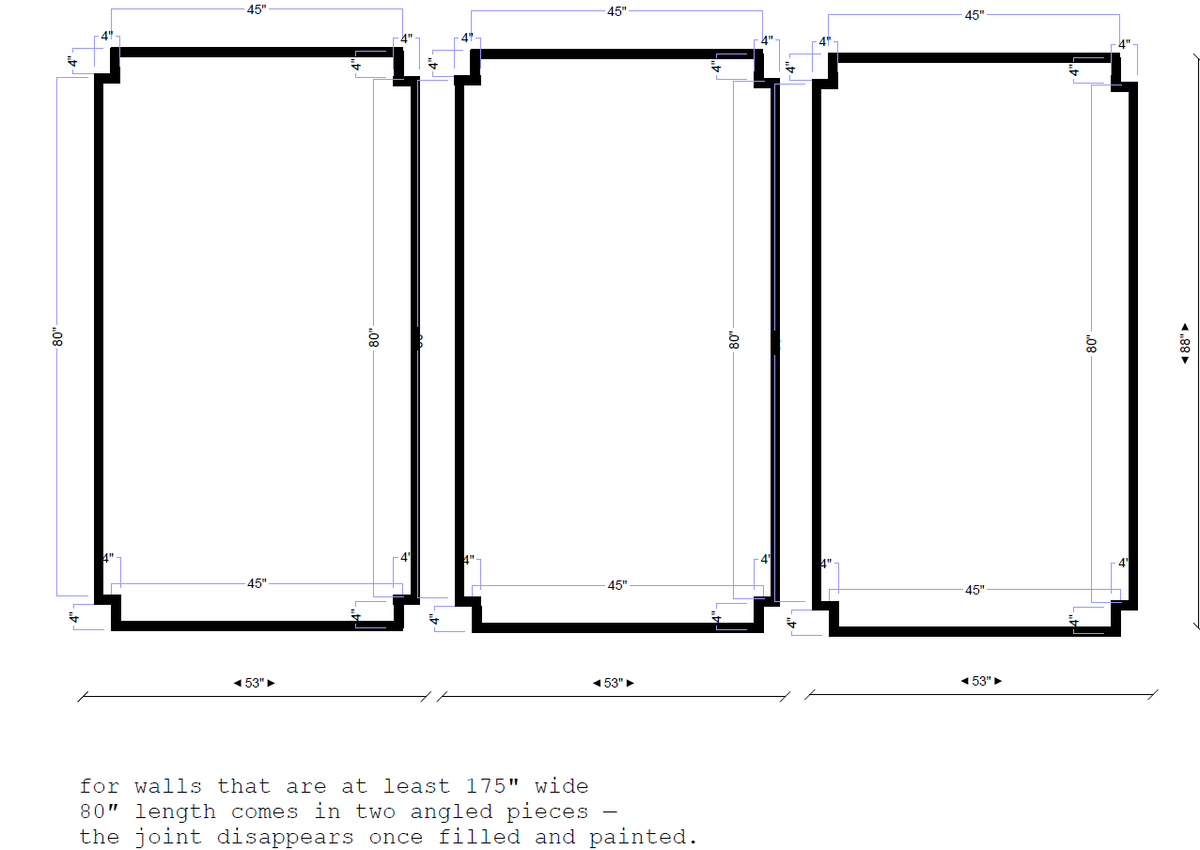 Pre-Cut Wall Molding Kit | Modern Stepped Panel Accent Wall | Minimalist Wall Trim Design