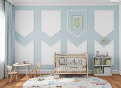 Kit de moulures murales prédécoupées - Panneaux muraux à peindre - Mur d'accent - Mur de chambre - Mur de salon - Forme pentagonale - Projet de bricolage