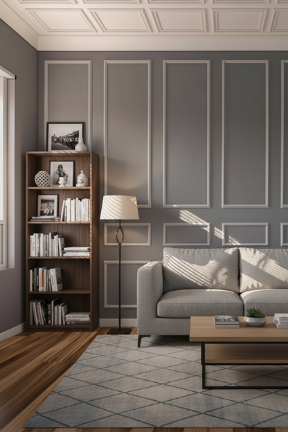 Pre-Cut Wall Paneling Kit | 9 Slim Panels for Tall Ceilings | Wainscoting & Accent Wall Trim