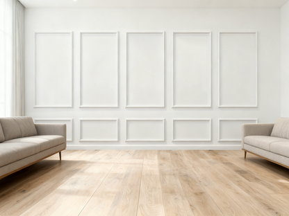 Kit de panneaux muraux - Moulures murales prédécoupées - Décoration murale minimaliste - Lambris - Moulures en polyuréthane style cadre - 6 cadres