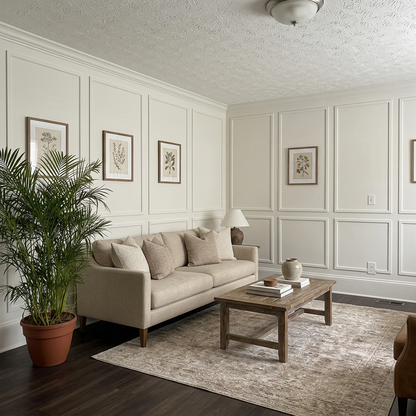 Pre-Cut Wall Paneling Kit | 6 Panel Accent Wall | Flat Trim Wainscoting & Minimalist Molding