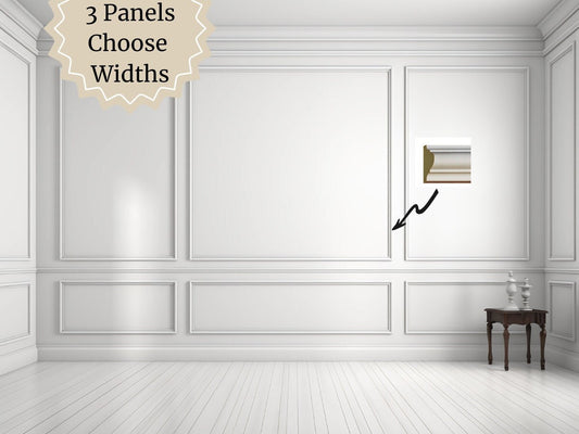 Wall Molding Kit- Wall Trim- Accent Wall Paneling- Paintable Wainscoting- Box Paneling- Living Room Wall- Bedroom Wall- 3 Panels