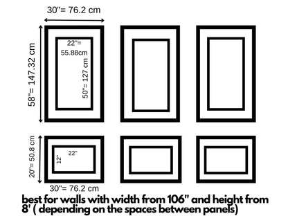 Wall Molding Kit- Wall Trim- Accent Wall Paneling- Modern Wall Decor - Wainscoting- Picture Frame Style Paneling- 6 Double Panels