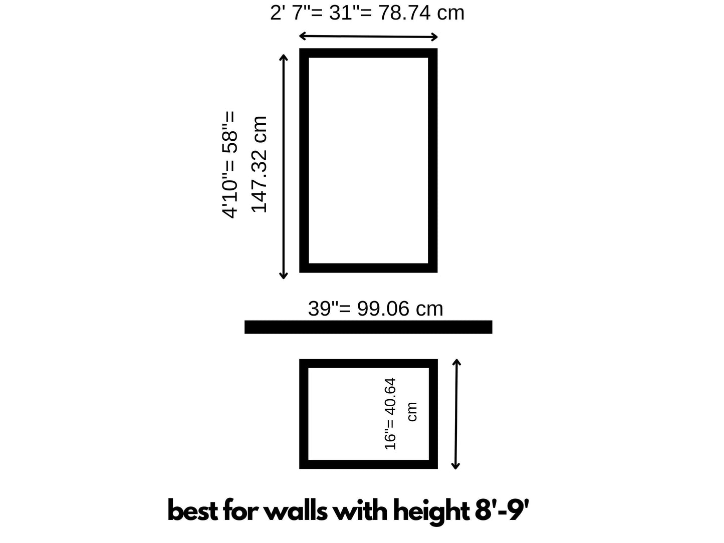 Wall Molding Kit- Wall Trim Accent Wall- Wainscoting- Box Paneling- Polyurethane Molding- 9' Ceiling- 1 Panel and Chair Rail