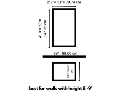 Wall Molding Kit- Wall Trim Accent Wall- Wainscoting- Box Paneling- Polyurethane Molding- 9' Ceiling- 1 Panel and Chair Rail