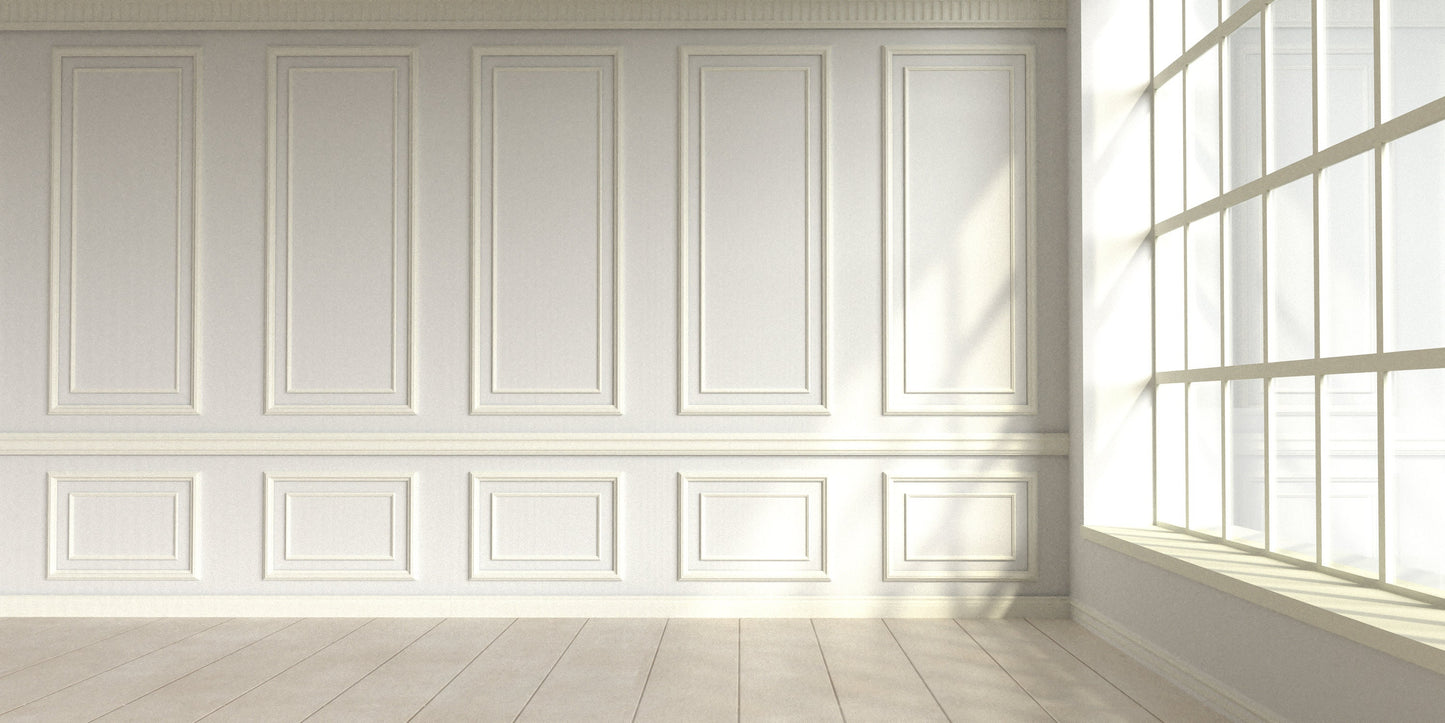 Wall Paneling Kit- Pre-Cut Wall Trim- Accent Wall- Wainscoting- Double Picture Frame Style Molding- DIY Wall- Living Room Wall - 6 Panel