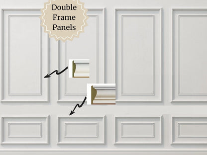 Wall Paneling Kit- Pre-Cut Wall Trim- Accent Wall- Wainscoting- Double Picture Frame Style Molding- DIY Wall- Living Room Wall - 6 Panel