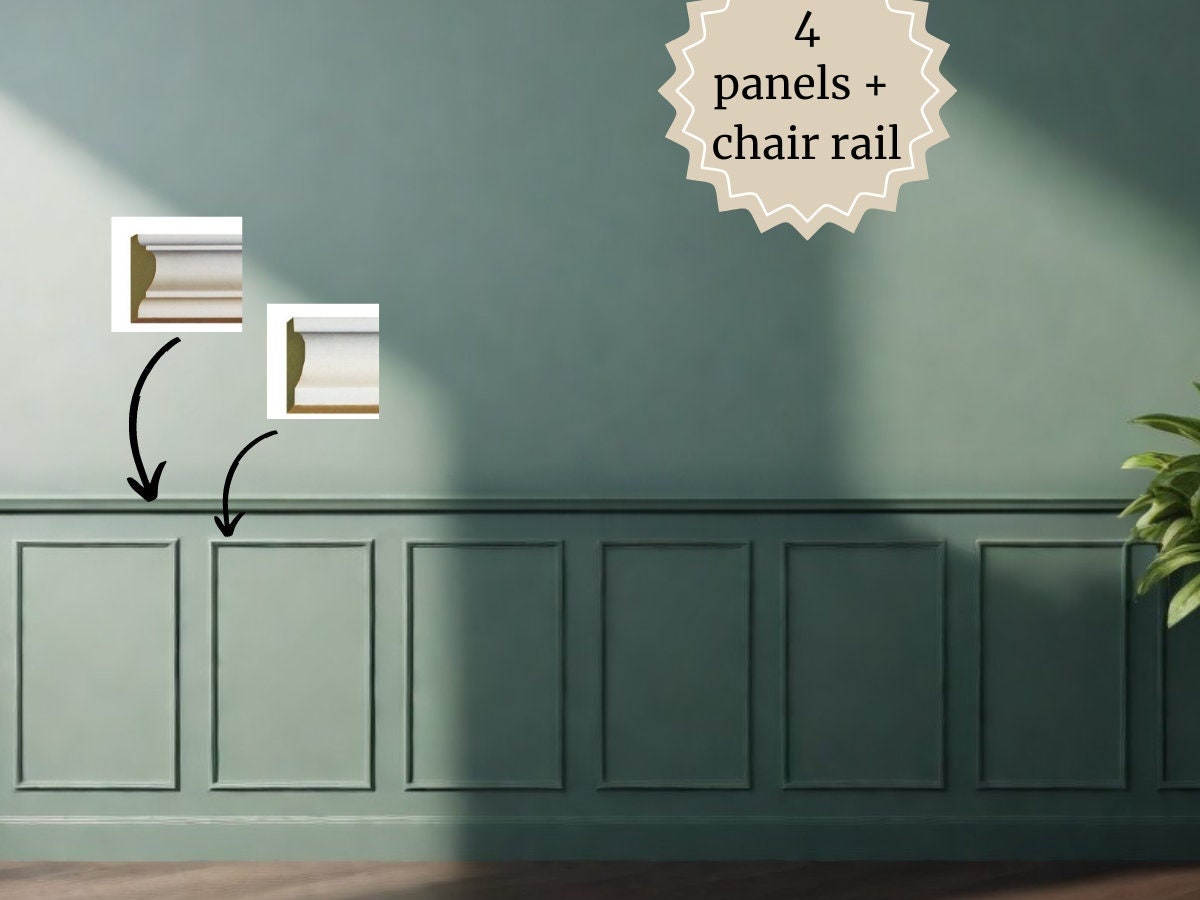 Wall Molding Kit Half Wall Trim - Accent Wall Paneling- Wainscoting- B ...