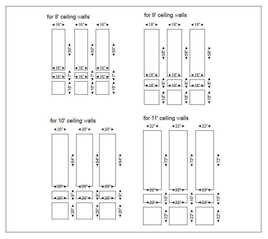 Wall Paneling Kit- Wainscoting- Paintable Wall Trim- Polyurethane Wall Molding- DIY Accent Wall- Tall Ceiling- 3 Slim Panels