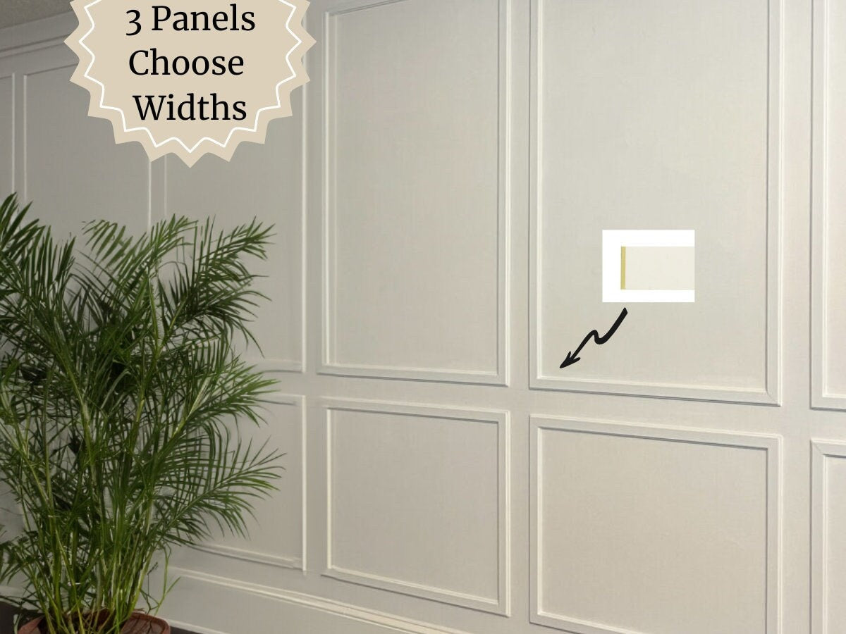 Wall Paneling Kit- Pre-Cut Wall Trim- Accent Wall Minimalist Decor- Wainscoting- Picture Frame Style Polyurethane Molding- 3 Panel