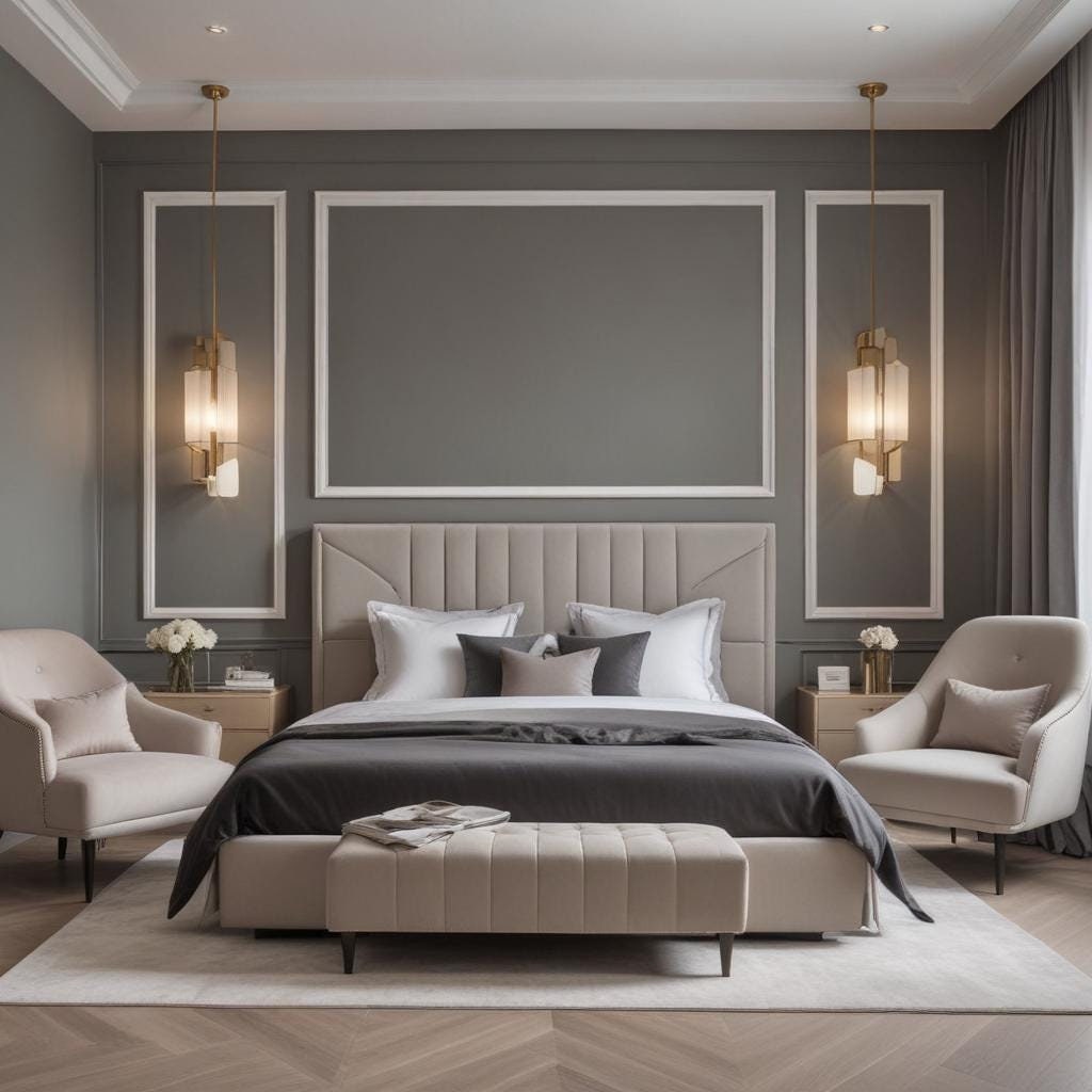 Wall Trim Kit- Queen Bed- Bedroom Wall- Accent Wall Paneling- Wall Wainscoting- Picture Frame Style Paneling- Parisian Style- Wall Molding