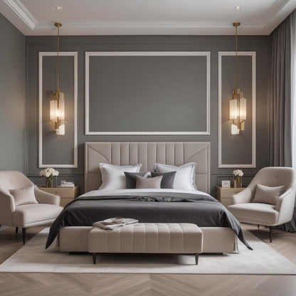 Wall Trim Kit- Queen Bed- Bedroom Wall- Accent Wall Paneling- Wall Wainscoting- Picture Frame Style Paneling- Parisian Style- Wall Molding