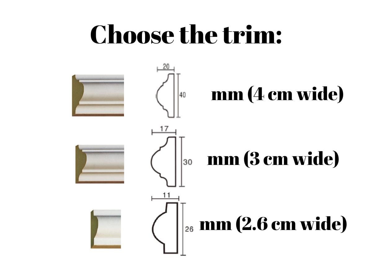 Wall Paneling Kit- Wainscoting- Paintable Wall Trim- Polyurethane Wall Molding- DIY Accent Wall- Tall Ceiling- 3 Skinny Panels