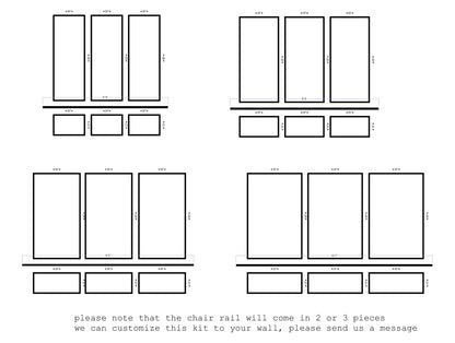 Wall Molding Kit Paintable- Wainscoting- Pre-cut Wall Trim- Polyurethane Wall Molding- DIY Accent Wall- Hallway Wall- 3 Panels