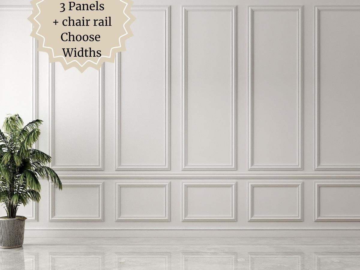 Wall Molding Kit Paintable- Wainscoting- Pre-cut Wall Trim- Polyurethane Wall Molding- DIY Accent Wall- Hallway Wall- 3 Panels