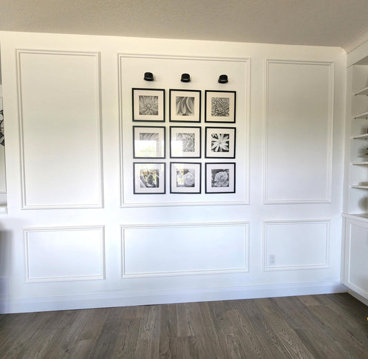 Wall Paneling Kit- Wall Trim- Accent Wall Molding- Paintable Wainscoting- Box Paneling- Bedroom Wall- Nursery Wall- 6 Boxes Narrow and Wide