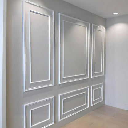 Wall Paneling Kit- Wall Trim- Accent Wall Molding- Paintable Wainscoting- Box Paneling- Double Frame- Bedroom Wall- 6 Panels Narrow and Wide