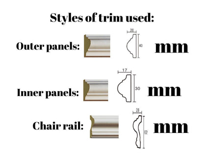 Wall Paneling Kit- Wall Trim- Accent Wall Molding- Paintable Wainscoting- Box Paneling- Bedroom Wall- Nursery Wall- Double Frame