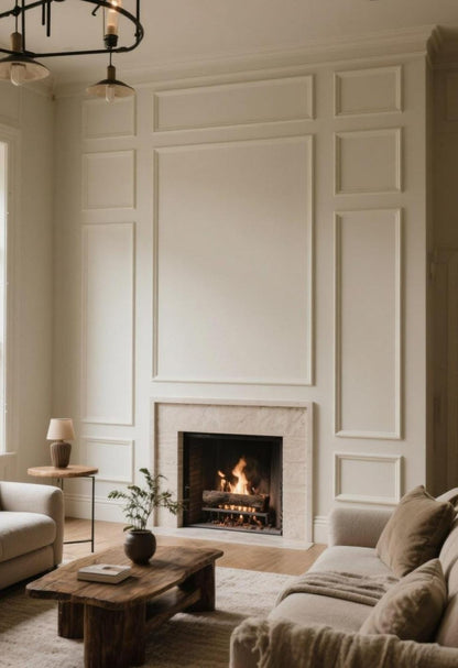 Pre-cut Wall Trim Kit- Wall Molding- Paintable Wainscoting- Fireplace Wall- Living Room Wall Decor- Accent Wall Molding- Wall Paneling Kit